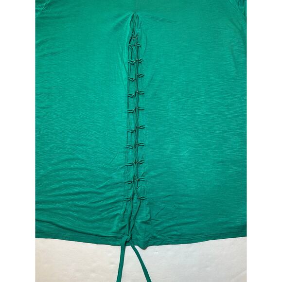 Chico's Green Pullover Top 3/4 Sleeve Back Lace Up Decor Sz 2 US L Rayon/Spandex - Picture 7 of 7